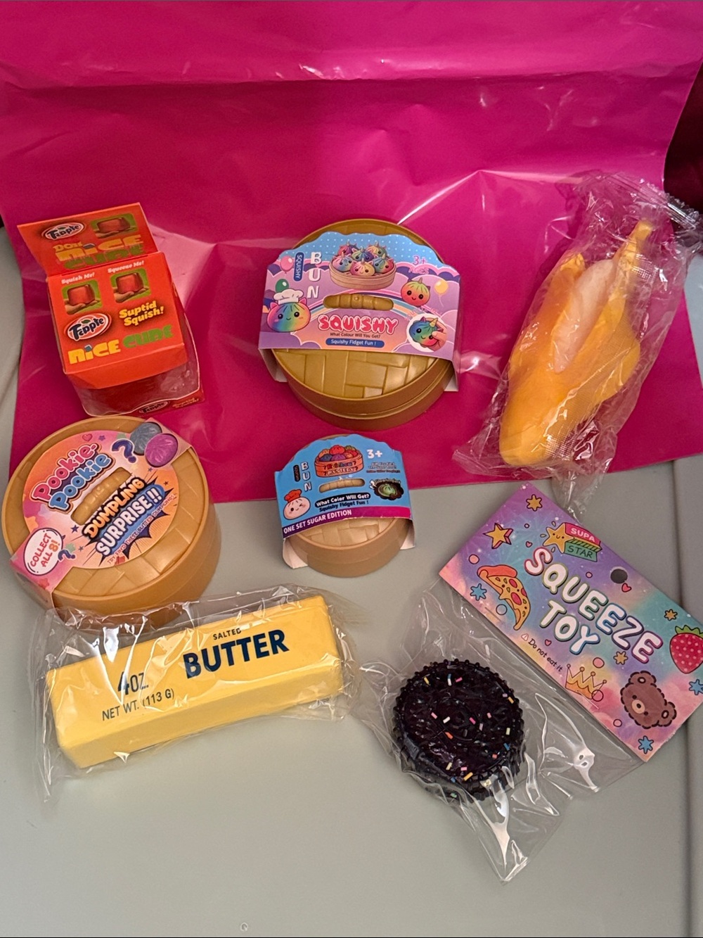 Get 1 mystery squishy toy. Photo is an example of what you may get!